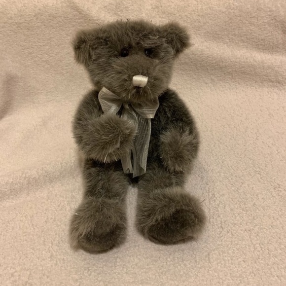 Grey Teddy Bear with Silver Tinsel - Picture 1 of 6